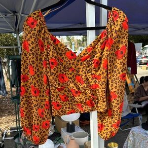 Floral Leopard Print Women's Blouse